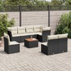 vidaXL Patio Sofa Set with Cushions Outdoor Furniture 9 Piece Poly Rattan - Black and Cream - 2 of 4