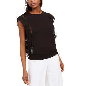 I.N.C International Concepts Womens Fringe Tank Top, Black, Medium - 1 of 1