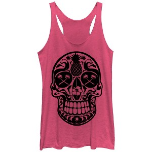 Women's Lost Gods Beach Skull Racerback Tank Top - 1 of 3
