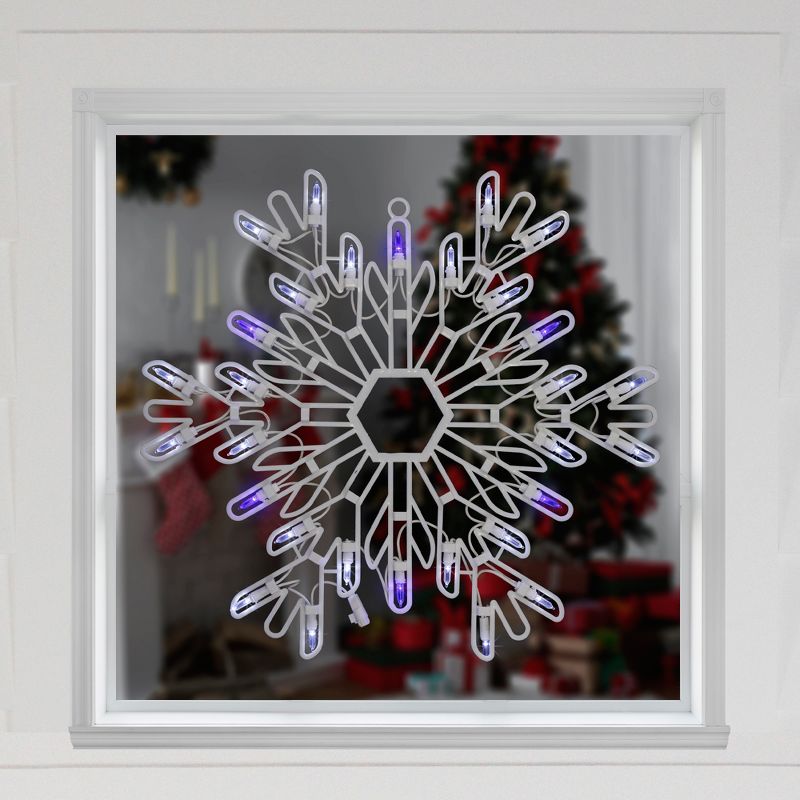 Northlight 15" LED Lighted Pure White and Blue Snowflake Christmas Window Silhouette Decor, 2 of 7