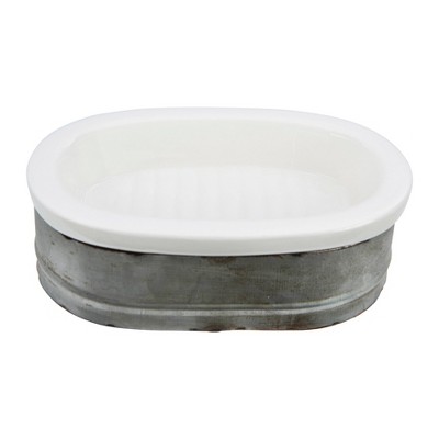 Metal & Stoneware Soap Dish - 3R Studios