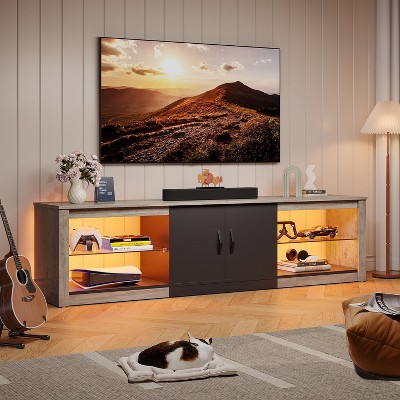 Bestier 70 Inch TV Stand with LED Lights for 75/80/85 Inch TV