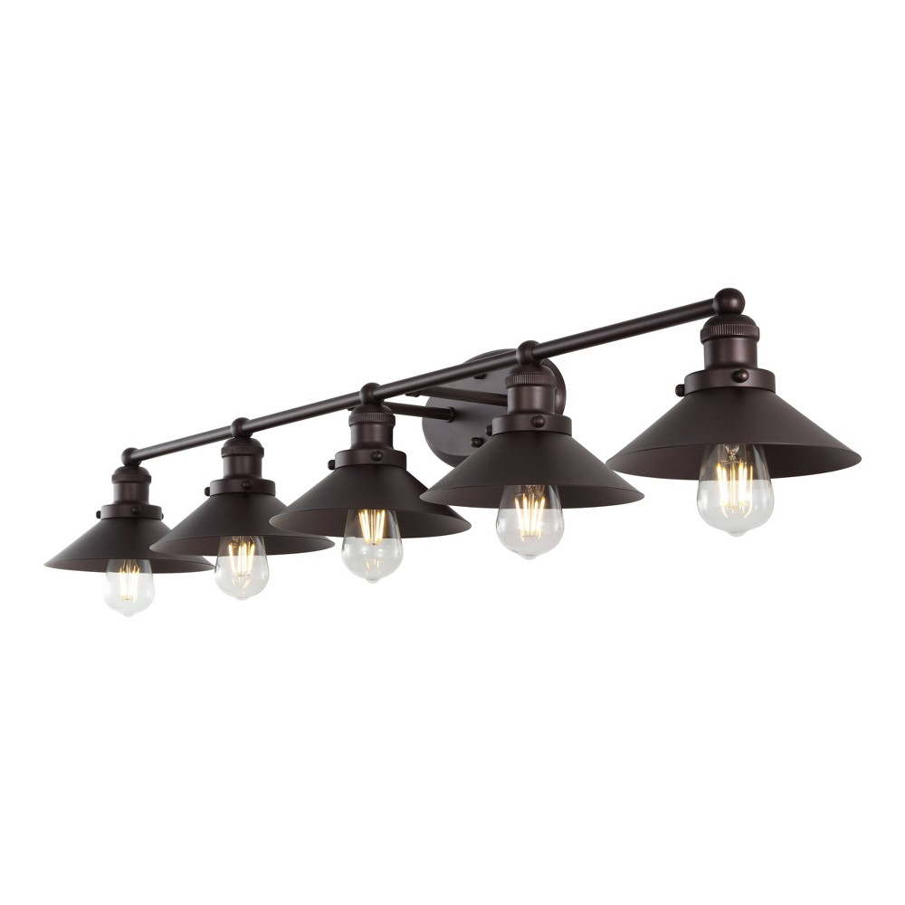 46" 5-Light July Metal Vanity Light Oil Rubbed Bronze - JONATHAN Y: Modern Bathroom Lighting, ETL Listed, LED Compatible