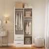 2-Door Storage Cabinet with Full-Length Mirror - Wooden organizer with hanging rods & 2 drawers, stable for bedroom or living room. - 3 of 4