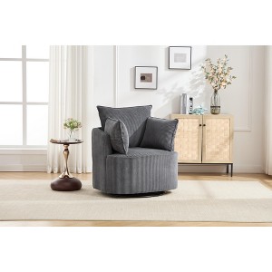 TOAOTBNBO Oversized Swivel Accent Chair with Ergonomic Armrests, Round Barrel Arm Chair with Curved Backrest Upholstered Chair for Hotel - 1 of 4