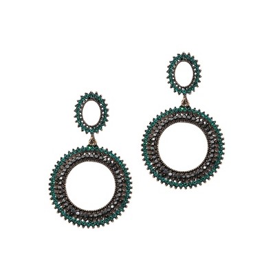 SOHI Women's Emerald Green Circular Crystal Drop Earrings