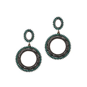 SOHI Women's Emerald Green Circular Crystal Drop Earrings - 1 of 4