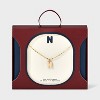 14K Gold Dipped Enamel "N" Initial Pendant Necklace - A New Day™ Gold/White - 3 of 4