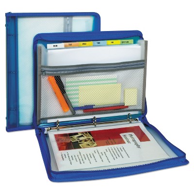 C-Line Zippered Binder with Expanding File 10.88" x 1.5" Bright Blue 48115