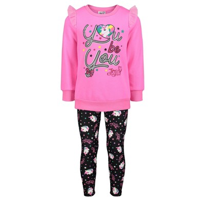 Jojo Siwa Little Girls Ruffle Pullover Fleece Sweatshirt & Leggings Set ...