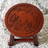 FURNIinspire Ottomans And Benches Carved Wooden Step Stool Fun Designs Premium Rubberwood Versatile Use, Floral Style, Red, 11.00"*11.00"*10.00" - 3 of 4