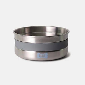 BUILT 64 Oz Elevated Dog Food Bowl, Anti-Slip Base, Soft Carry Ring, Double-Wall 18/8 Stainless Steel, BPA-Free, Dishwasher Safe (Gray) - 1 of 4