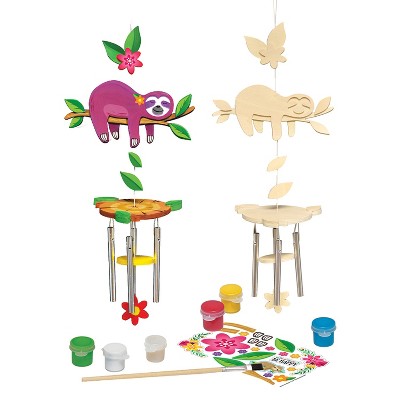 Sloth Wind Chime Wood Paint Kit with Acrylic Paints