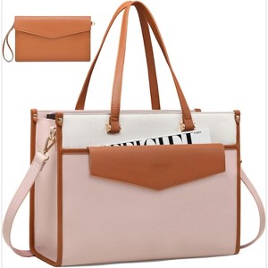 15.6'' Laptop Tote Purse 2-in-1 Professional Business Briefcase with Clutch Purse, Waterproof Leather - 1 of 4