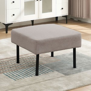 Sapphtopaz Modern Ottoman with Square Upholstered Small Vanity Stool Footstool with Metal Legs Versatile Foot Rest for Living Room, Entryway - 1 of 4
