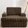 Whisen Oversized Faux Rabbit Fur Chaise Lounge with Storage Ottoman and Armrests, Upholstered Sleeper Sofa Bed with Cup Holders - 3 of 4