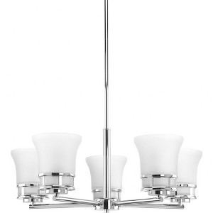 Progress Lighting Cascadia 5-Light Chandelier, Polished Chrome, Etched Glass Shades - 1 of 2
