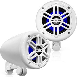 Pyle 4'' Marine Wakeboard Tower Speakers, Waterproof, 2-Way Full Range Stereo, 150 Watt - 1 of 4