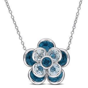 EVERLY JEWELRY  |   Sterling Silver 7 1/3 CT TGW Blue Topaz - London Blue Topaz - Sky Fashion Pendant With Chain - 1 of 4
