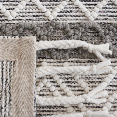Ivory and Charcoal Hand-Tufted Wool Square Rug