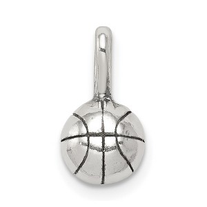 Black Bow Jewelry Sterling Silver 7mm Antiqued 3D Basketball Charm - 1 of 4