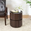 HDZNVF Double Layer Storage Round Side Table, Brown and Black - 3 of 4