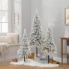 LuxenHome 3-Piece Snow-Flocked Sweeping Branches Artificial Tree Set with Battery Operated Lights Green - 3 of 4