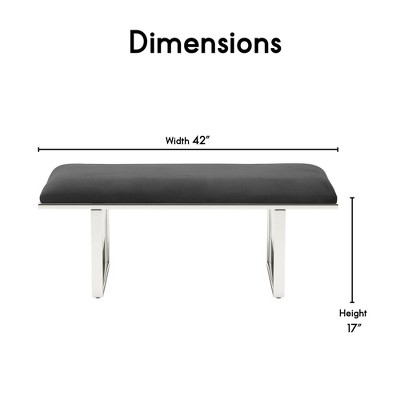 Remi French Dark Gray Velvet Upholstered Entryway Bench