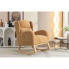 Airsurfer Modern Upholstered Rocking Chair with Wooden Base, Cozy Teddy Fabric Accent Chair for Living Room or Bedroom - 3 of 4
