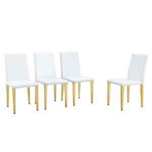 TiramisuBest Set of 4 Black PU Dining Chairs with Silver Metal Legs, Modern Minimalist Upholstered Chairs for Dining Room, Kitchen, or Cafe - 1 of 4
