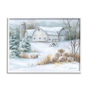 Stupell Industries Niveous Country Barn Snow Scene Framed Giclee Art - 1 of 4