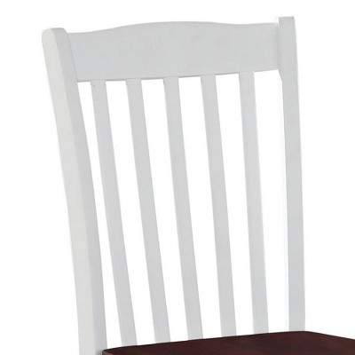 Elegant White & Walnut High Slat Back Wood Side Chair