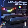AMERLIFE Bed Frame with LED Lights and Storage Drawers, Leather Upholstered Headboard, No Box Spring Needed - 4 of 4