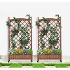 Okak Raised Garden Bed with Trellis Set of 2, Wooden Outdoor Planter with Climbing Racks, Planter Box for Flowers, Vegetables, Herbs, Brown - 3 of 4