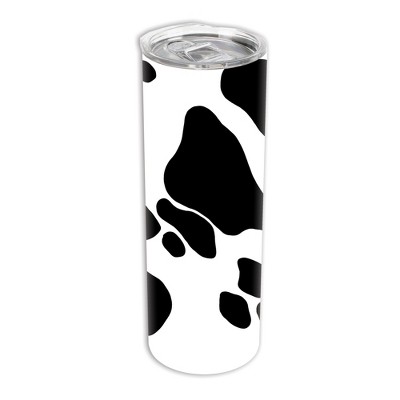 Elanze Designs Black and White Moo Cow Pattern 20 ounce Stainless Steel Travel Tumbler with Lid For Your On The Go Beverages