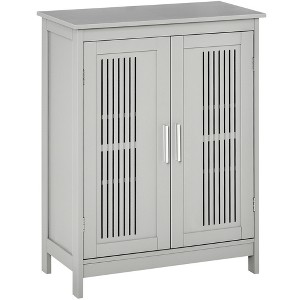 kleankin Modern Bathroom Floor Cabinet, Free Standing Linen Cabinet, Storage Cupboard with 3 Tier Adjustable Shelves, Gray - 1 of 4