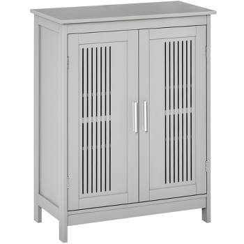 kleankin Modern Bathroom Floor Cabinet, Free Standing Linen Cabinet, Storage Cupboard with 3 Tier Adjustable Shelves, Gray