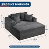 Oversized 61" Chaise Lounge Chair Corduroy Upholstered Sofa w/ 4 Pillows & Armrests Full Compression Polyurethane Loveseat No Assembly Required - 3 of 4