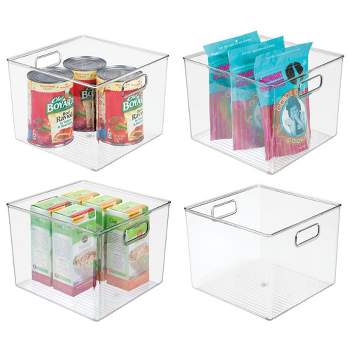 mDesign Plastic Kitchen Pantry Food Storage Bin, Handles, 2 Pack mint 6x6x6  cube