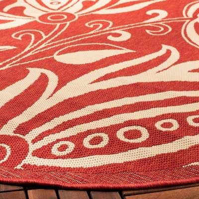 Radiant Red 7'10" Round Synthetic Indoor/Outdoor Rug