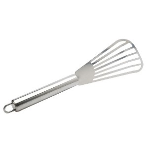 Unique Bargains Stainless Steel Kitchen Beveled Design Flipping Frying Slotted Turner Silver Tone 1 Pc - 1 of 3