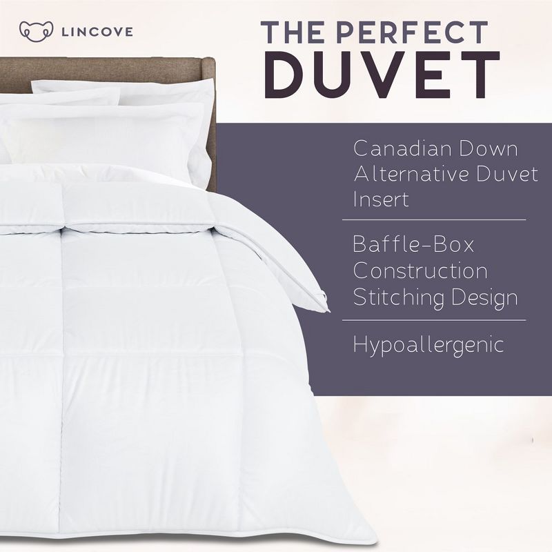 Lincove Down Alternative Comforter – Corner Loops in Each Corner, 400 Thread Count 100% Cotton Sateen Shell, Soft and Plush Feel, 4 of 12
