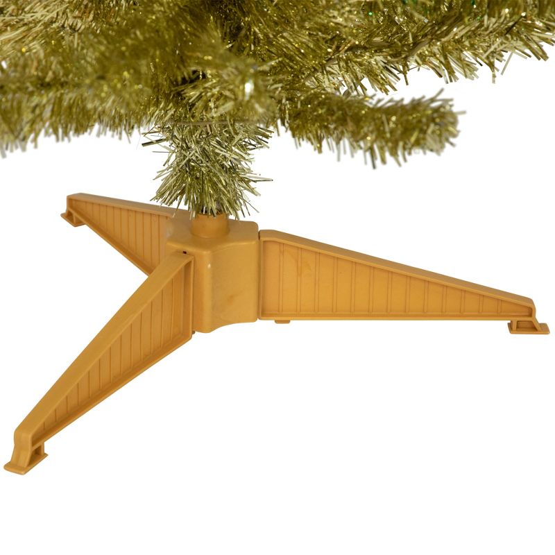 Northlight 4' Pre-Lit Gold Iridescent Tinsel Slim Artificial Christmas Tree - Green Lights, 5 of 7