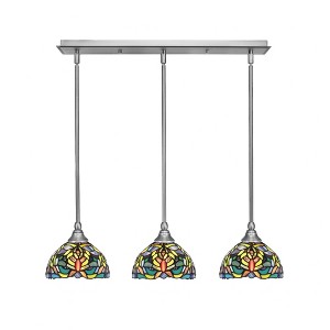 Toltec Lighting Any 3 - Light Chandelier in  Brushed Nickel with 7" Kaleidoscope Art Glass Shade - 1 of 1