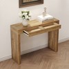 Infurnic Decorative Storage Cabinets Elegant Natural Wood Grain Texture Sticker Bar Table Equipped With Two Drawers Serving , Beige, 50"*15.3"*37" - 2 of 4