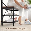 Coat Rack Shoe Bench, Industrial Hall Tree Storage Bench, Wood Look Accent Large Shoe Rack with Storage Shelf Hanging Bar, 8 Hooks, Rustic Brown - 4 of 4
