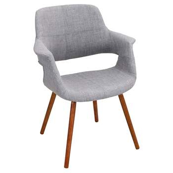 Vintage Flair Mid Century Modern Walnut Wood Legged Dining Chair Polyester/Light Gray - LumiSource
