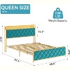 Bed Frame with Velvet Storage Headboard, Bed Frame with Storage Charging Station, Heavy Duty, No Box Spring Needed - 2 of 4