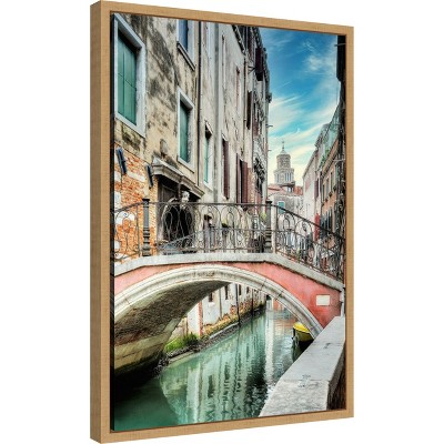 Venetian Canal Cityscape Framed Canvas Print 16 x 23