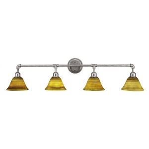 Toltec Lighting Vintage 4 - Light Vanity in  Aged Silver with 7" Firré Saturn Shade - 1 of 1
